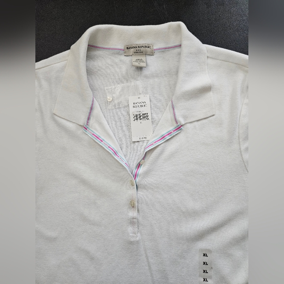 NWT - Banana Republic White Cotton Polo Shirt - Size XL - Picture 2 of 7